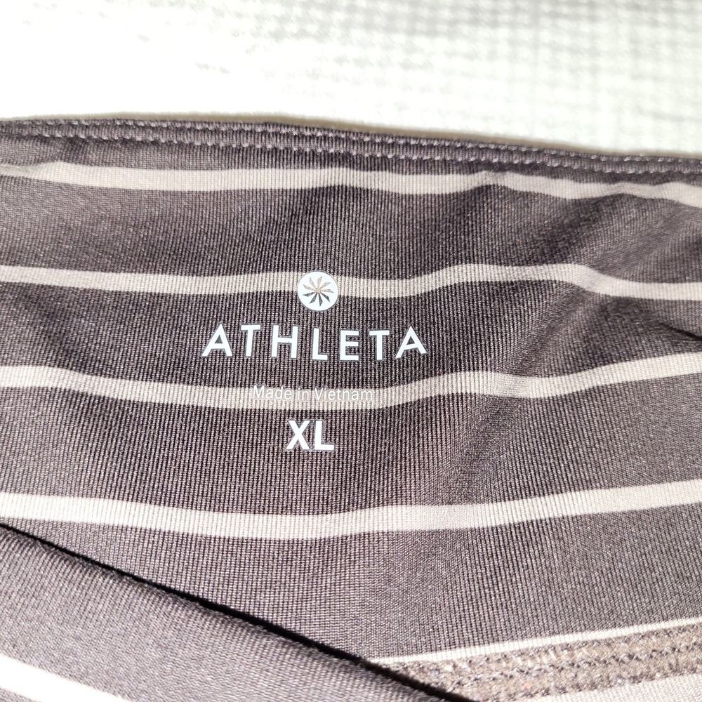 ATHLETA Chaturanga Brown Tan Striped Yoga Ankle Pants Workout Leggings XL - Picture 4 of 6